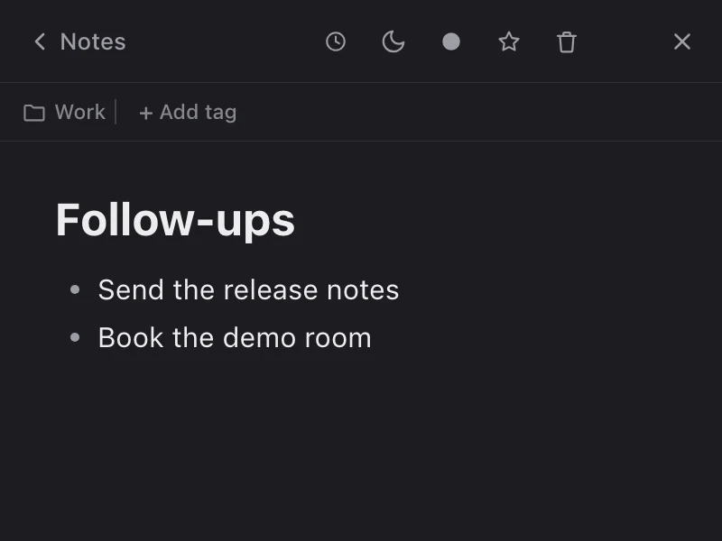 The Follow-ups note that Claude created, open in the Flyout panel