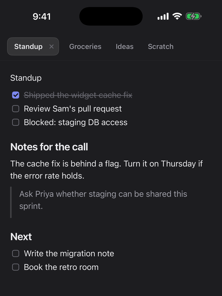 The same notes, in your pocket.